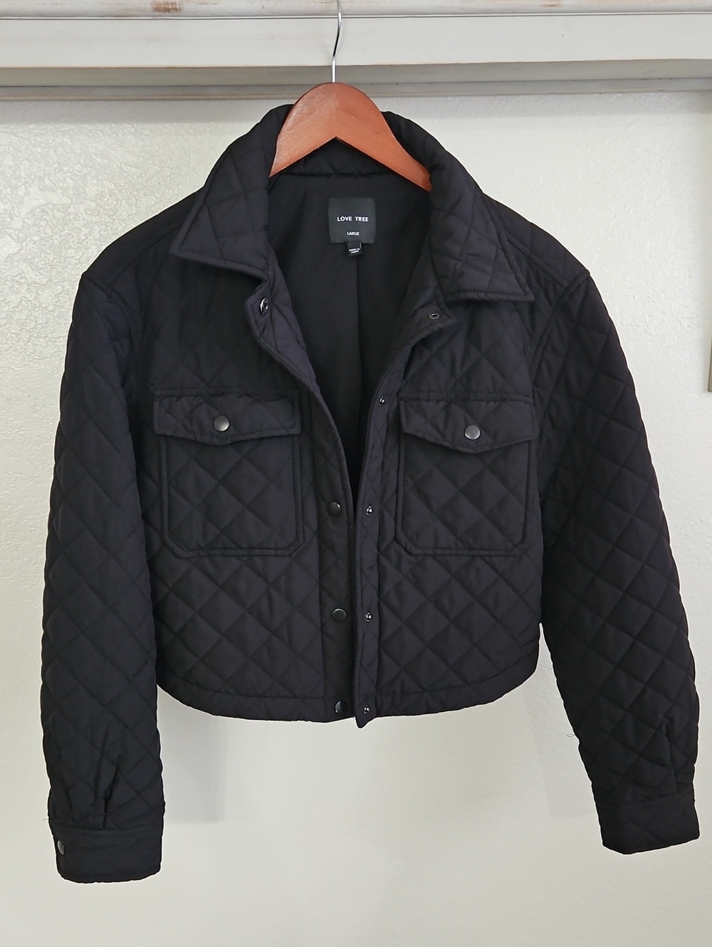 Womens Size L Love Tree Cropped Bomber Jacket